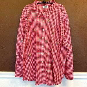 Gingham Embroidered Button Up